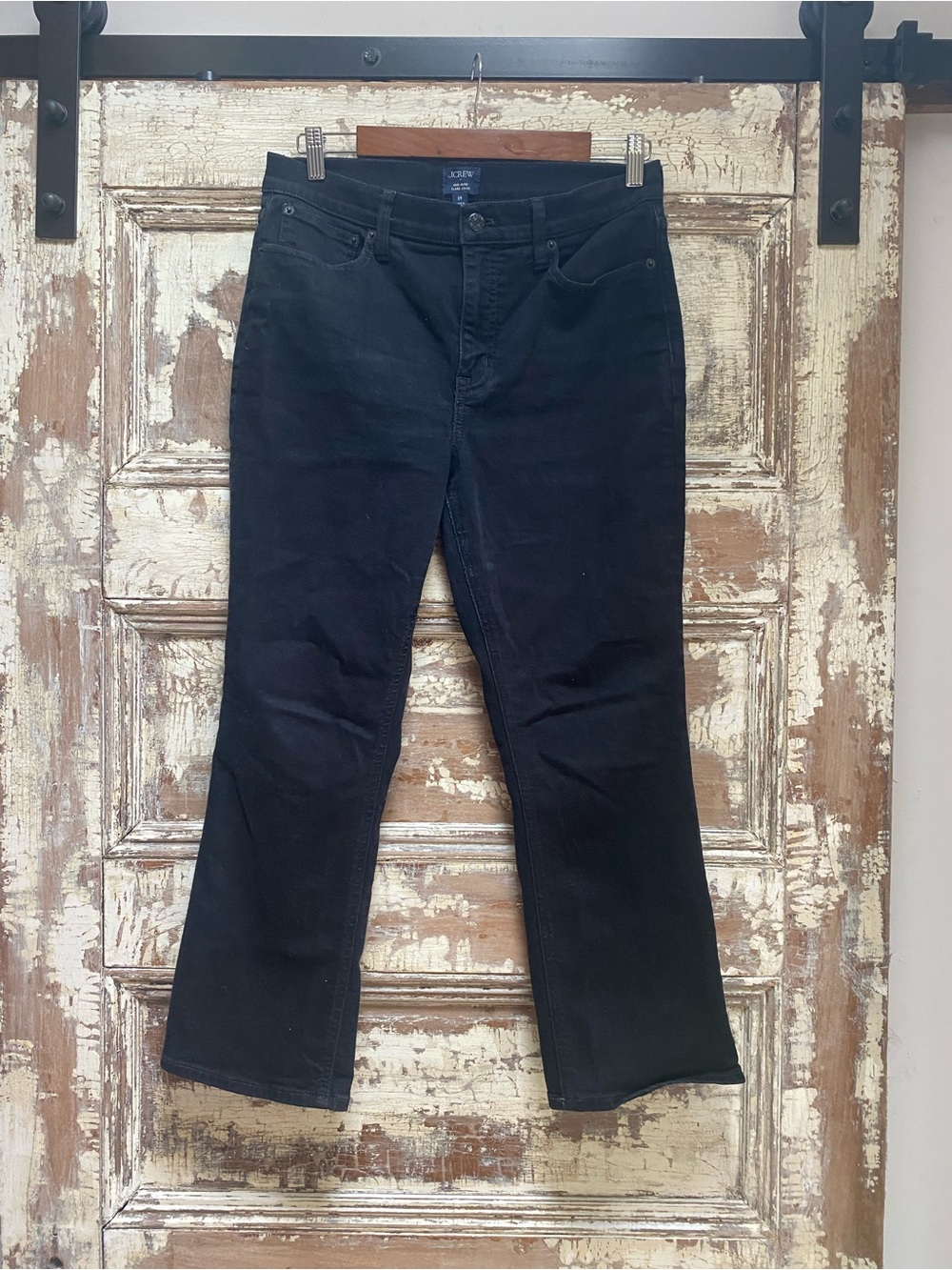 J. Crew Mid-Rise Flare Black Crop Jeans, Size 29
